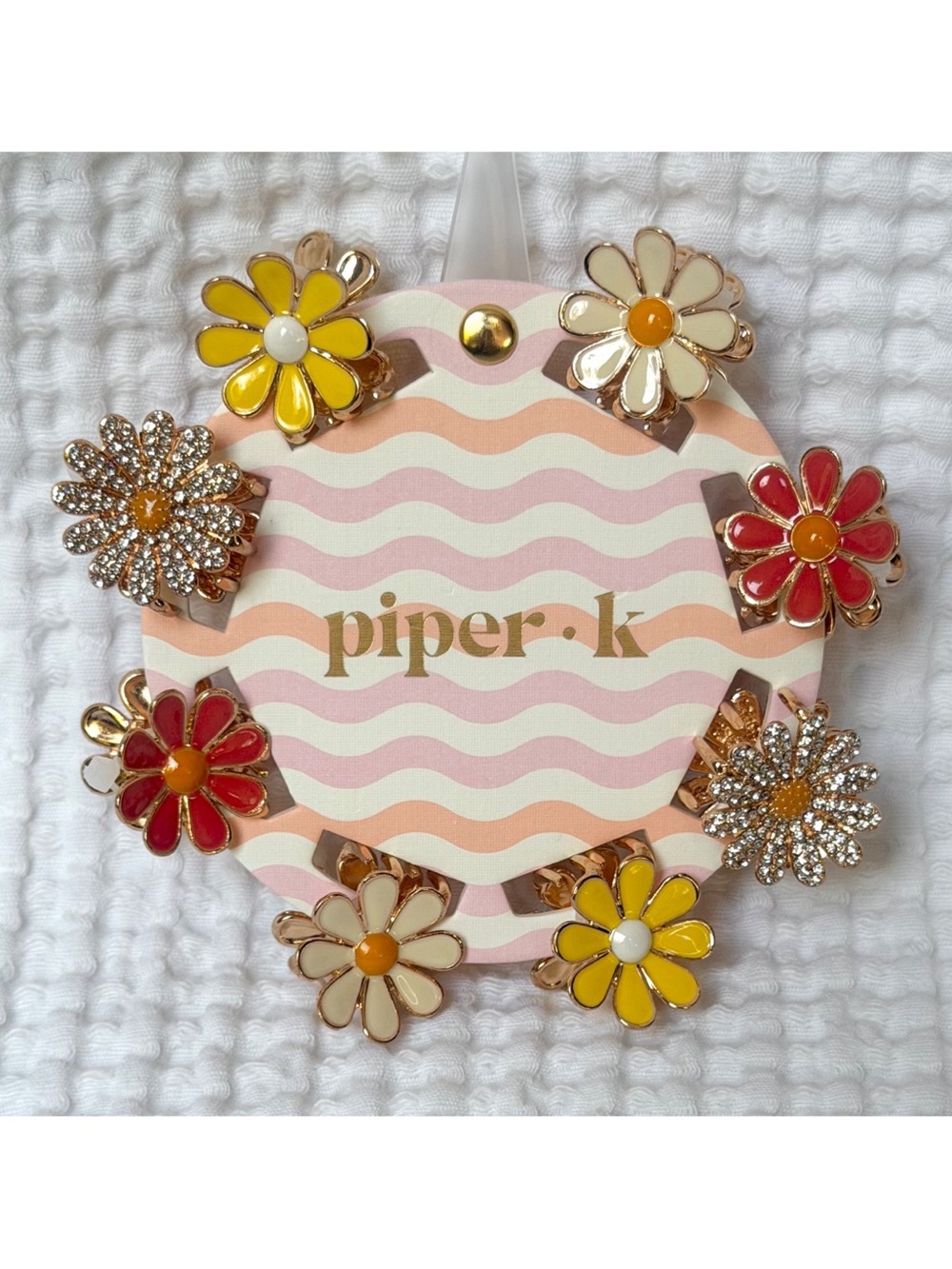 Piper K Flower Hair Clips 8pc Metal Crystal Mini Claw Daisy Y2K Twee Cute NWT